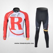 2011 Maillot Ciclismo Radioshack Blanc et Rouge Manches Longues et Cuissard
