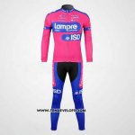 2012 Maillot Ciclismo Lampre ISD Rose et Azur Manches Longues et Cuissard