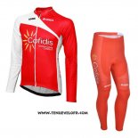 2013 Maillot Ciclismo Cofidis Rouge Manches Longues et Cuissard