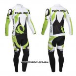 2013 Maillot Ciclismo Pearl Izumi Blanc et Vert Manches Longues et Cuissard