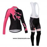 2014 Maillot Ciclismo Femme Castelli Rouge et Noir Manches Longues et Cuissard