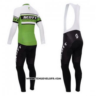 2014 Maillot Ciclismo Scott Vert et Blanc Manches Longues et Cuissard