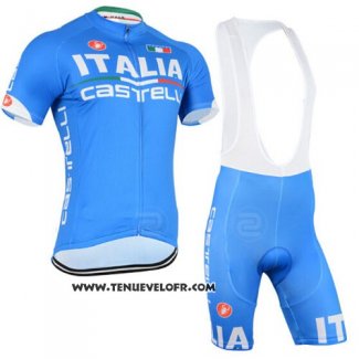 2015 Maillot Ciclismo Italie Blanc et Azur Manches Courtes et Cuissard