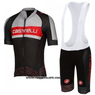 2016 Maillot Ciclismo Castelli Gris et Noir Manches Courtes et Cuissard