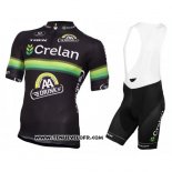 2016 Maillot Ciclismo Crelan AA Noir et Vert Manches Courtes et Cuissard