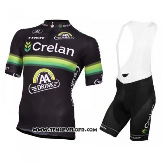 2016 Maillot Ciclismo Crelan AA Noir et Vert Manches Courtes et Cuissard