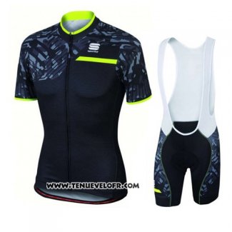 2016 Maillot Ciclismo Femme Sportful Vert et Noir Manches Courtes et Cuissard