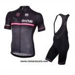 2016 Maillot Ciclismo Giro D'italie Noir et Rouge Manches Courtes et Cuissard