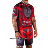 2016 Maillot Ciclismo Rock Racing Rouge et Marron Manches Courtes et Cuissard