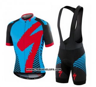 2016 Maillot Ciclismo Specialized Bleu et Noir Manches Courtes et Cuissard