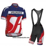 2016 Maillot Ciclismo Specialized Bleu et Rouge Manches Courtes et Cuissard