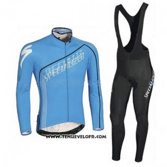 2016 Maillot Ciclismo Specialized Noir et Azur Manches Longues et Cuissard