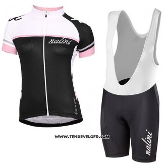 2017 Maillot Ciclismo Femme Nalini Blanc et Noir Manches Courtes et Cuissard