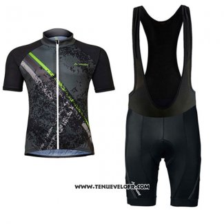 2017 Maillot Ciclismo Femme Vaude Gris et Noir Manches Courtes et Cuissard