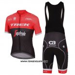 2017 Maillot Ciclismo Trek Segafredo Noir et Rouge Manches Courtes et Cuissard