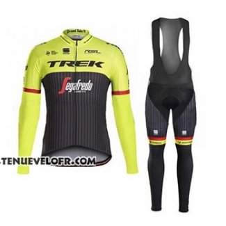 2017 Maillot Ciclismo Trek Segafredo Vert et Noir Manches Longues et Cuissard