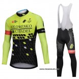 2018 Maillot Ciclismo Holowesko Citadel Vert et Noir Manches Longues et Cuissard