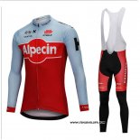 2018 Maillot Ciclismo Katusha Alpecin Rouge Manches Longues et Cuissard