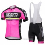 2018 Maillot Ciclismo Manzana Postobon Rose Manches Courtes et Cuissard