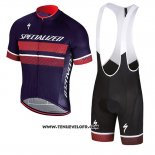2018 Maillot Ciclismo Specialized Violet Rouge Manches Courtes et Cuissard