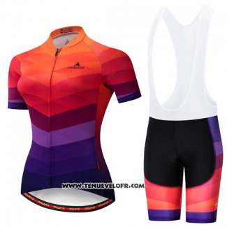 2019 Maillot Ciclismo Femme Miloto Orange Violet Manches Courtes et Cuissard