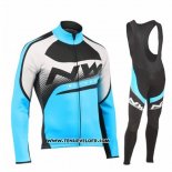 2019 Maillot Ciclismo Northwave Bleu Noir Blanc Manches Longues et Cuissard