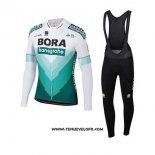 2020 Maillot Ciclismo Bora-hansgrone Vert Blanc Manches Longues et Cuissard