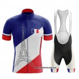2020 Maillot Ciclismo Champion France Bleu Blanc Rouge Manches Courtes et Cuissard(1)