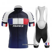 2020 Maillot Ciclismo Champion France Bleu Blanc Rouge Manches Courtes et Cuissard