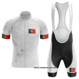 2020 Maillot Ciclismo Champion Portugal Blanc Manches Courtes et Cuissard