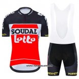 2020 Maillot Ciclismo Lotto Soudal Noir Blanc Rouge Manches Courtes et Cuissard