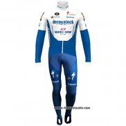 2020 Maillot Cyclisme Deceuninck Quick Step Bleu Blanc Manches Longues et Cuissard