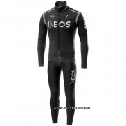 2020 Maillot Cyclisme INEOS Noir Gris Manches Longues et Cuissard