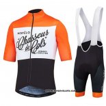 2020 Maillot Cyclisme Morvelo Noir Blanc Orange Manches Courtes et Cuissard