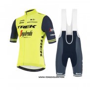 2021 Maillot Cyclisme Trek Segafredo Jaune Profond Bleu Manches Courtes et Cuissard