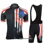 2021 Maillot Cyclisme USA Noir Manches Courtes et Cuissard