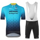 2023 Maillot Cyclisme Astana Bleu Noir Manches Courtes et Cuissard
