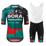 2023 Maillot Cyclisme Bora-Hansgrone Vert Rouge Manches Courtes et Cuissard