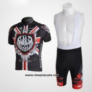 2010 Maillot Ciclismo Rock Racing Noir et Rouge Manches Courtes et Cuissard