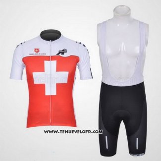 2011 Maillot Ciclismo Assos Blanc et Rouge Manches Courtes et Cuissard