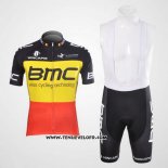 2012 Maillot Ciclismo BMC Champion Belgique Jaune et Rouge Manches Courtes et Cuissard
