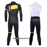 2012 Maillot Ciclismo Livestrong Noir et Jaune Manches Longues et Cuissard