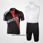 2012 Maillot Ciclismo Scott Noir et Rouge Manches Courtes et Cuissard