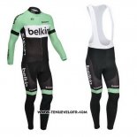 2013 Maillot Ciclismo Belkin Noir et Vert Manches Longues et Cuissard