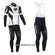 2013 Maillot Ciclismo Fox Blanc et Noir Manches Longues et Cuissard