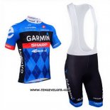 2013 Maillot Ciclismo Garmin Sharp Bleu Manches Courtes et Cuissard