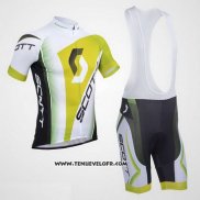 2013 Maillot Ciclismo Scott Blanc et Jaune Manches Courtes et Cuissard