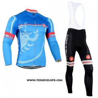 2014 Maillot Ciclismo Castelli Rouge Azur Manches Longues et Cuissard