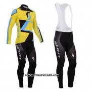 2014 Maillot Ciclismo Scott Jaune et Noir Manches Longues et Cuissard