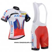 2015 Maillot Ciclismo Katusha Blanc et Rouge Manches Courtes et Cuissard